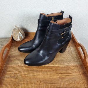 Louise Et Cie Black Leather Ankle Boots 3 Inch Heel Size 10